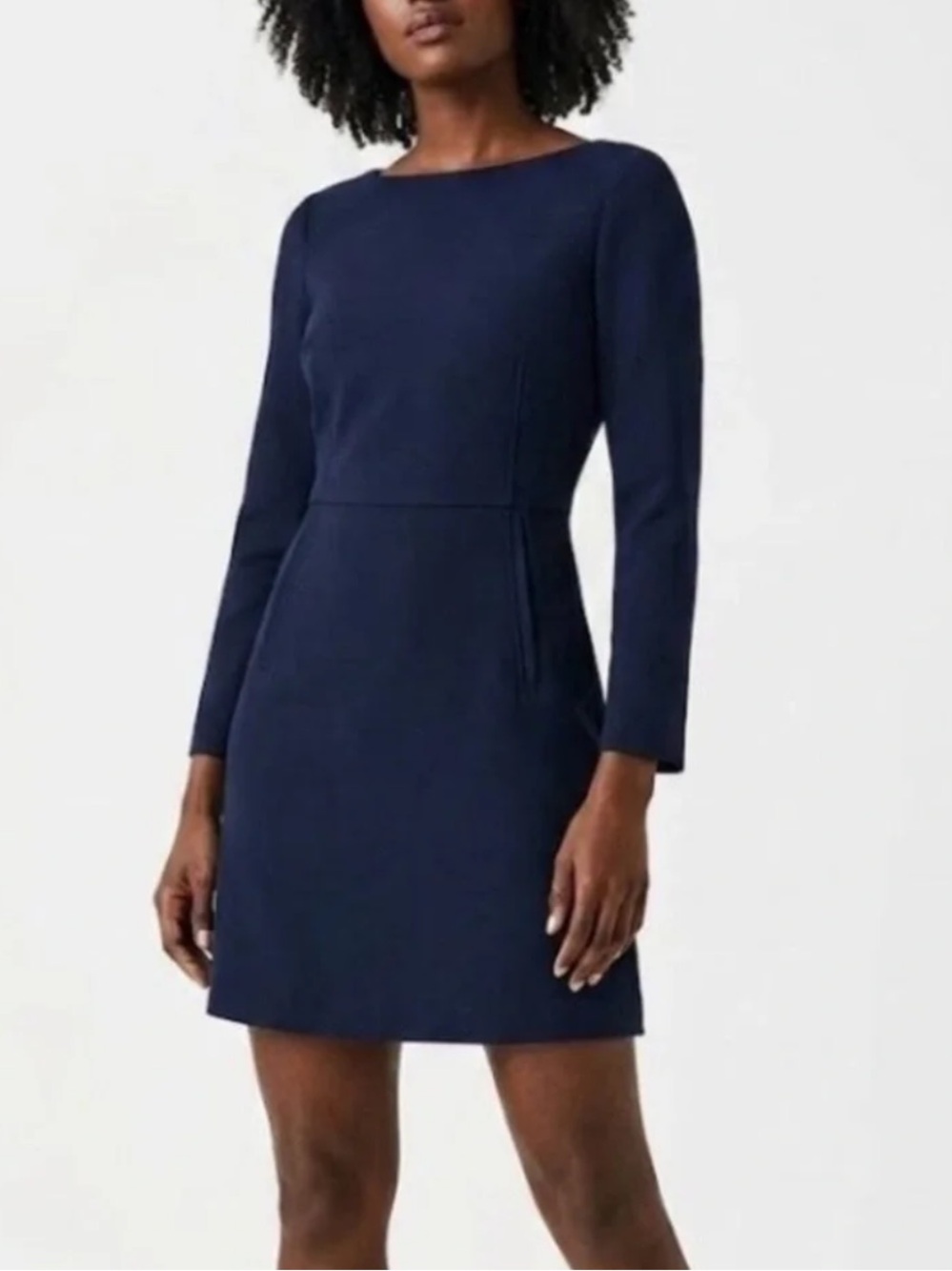 Spanx The Perfect A-Line 3/4 Sleeve Dress Navy Blue Ponte Size Medium